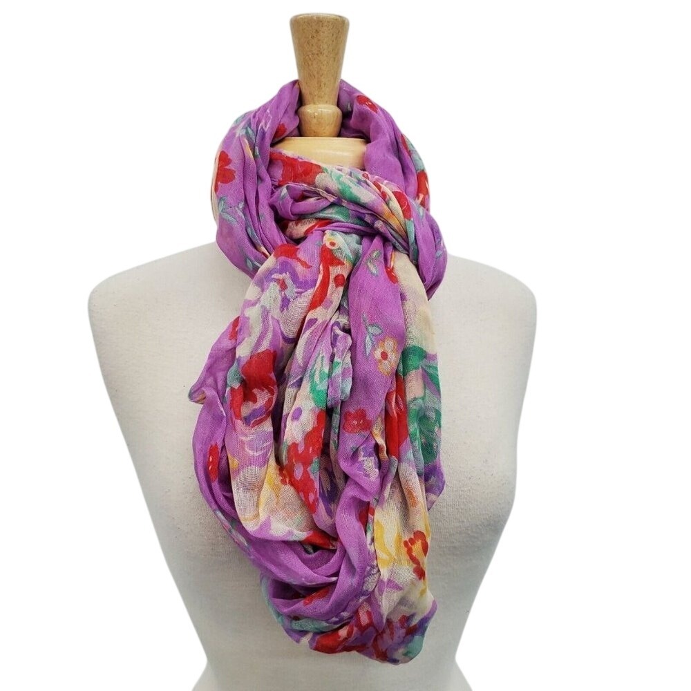 Candies Womens Purple Floral Infinity Fashion Scarf One Size Fall Spring Winter